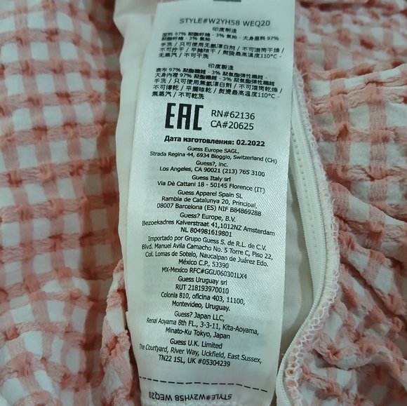 Guess sz S Pink and White Plaid Button-up Short Sleeve Peasant Blouse - Picture 14 of 14